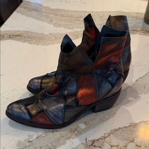 Patchwork Leather Ankle Boots
